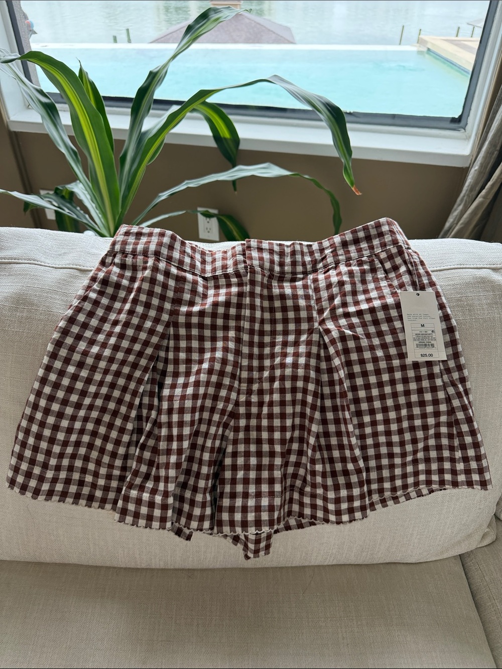 a new day Brown and White Gingham Skort